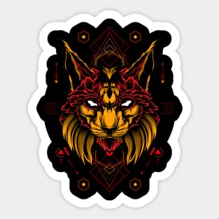 Demon Big Cat Red Sticker